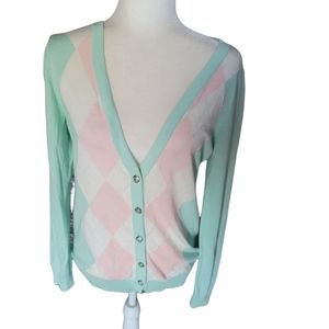 Forever 21  cardigan cotton blend 10% angora sweater size Medium pastel button